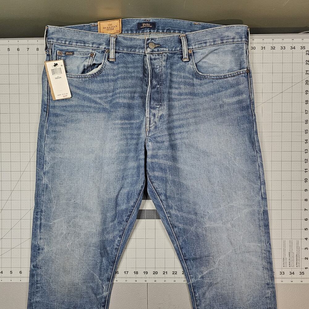 Polo Ralph Lauren Jeans 38x34 Blue New NWT Sullivan Slim Faded Tapered Preppy